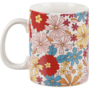 Groovy floral pattern ceramic coffee and tea mug