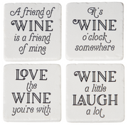 Set of 4 funny wine sayings coasters for wine lovers