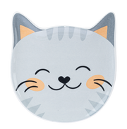 Cute illustrated gray cat trinket dish