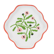 Whimsical floral design pink flowers trinket dish