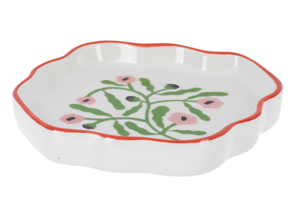 Whimsical Floral Design Flower Trinket Dish - Pink Flowers