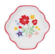 Whimsical floral design red flowers trinket dish