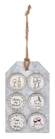 Set of 6 cute wine line illustration fridge magnets