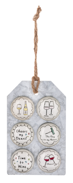 Set of 6 cute wine line illustration fridge magnets