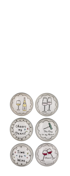 Cute Wine Line Illustration Wine Magnet Set of 6