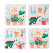 Set of 4 cute gardening themed coasters