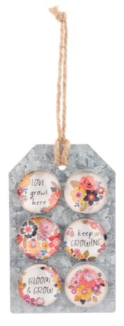 Wildflower floral designs with inspirational message fridge magnet set of 6