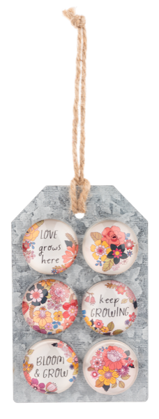 Wildflower floral designs with inspirational message fridge magnet set of 6