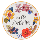 Wildflower wreath round trinket dish with Hello Sunshine message