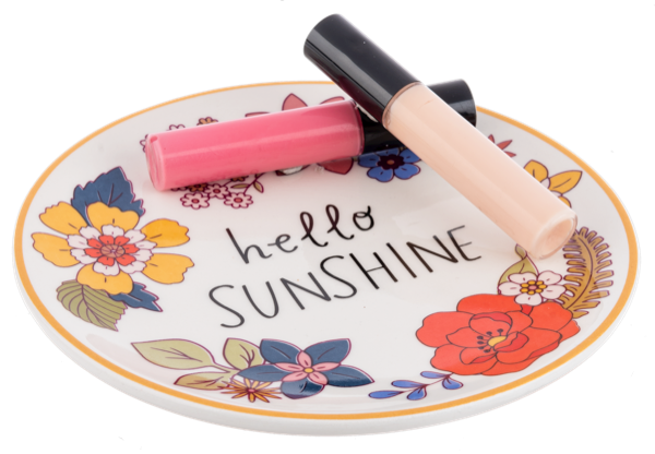 Wildflower Wreath Round Trinket Dish with Inspirational Message - Hello Sunshine