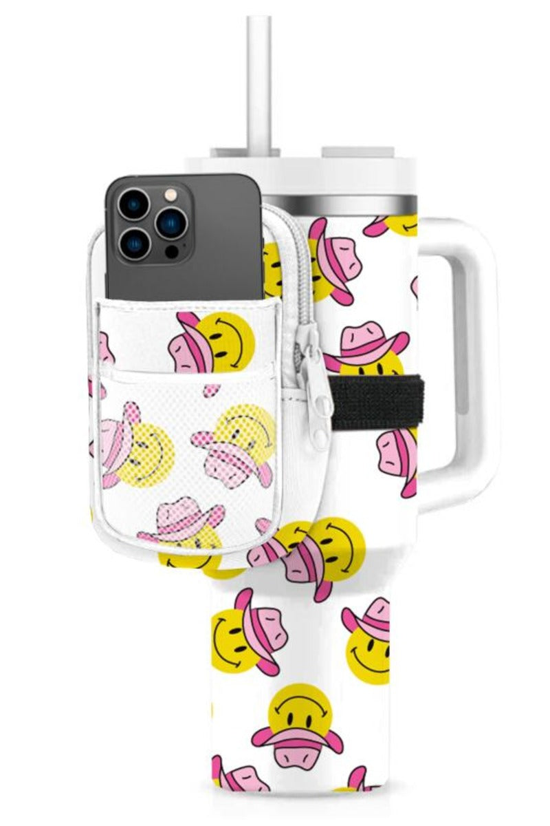 Cowboy happy face tumbler pouch with western design