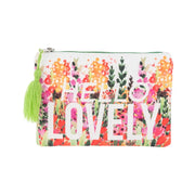 Floral zip pouch with Hello Lovely inspirational message