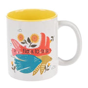 Whimsical fun mug with Flock Together inspirational message