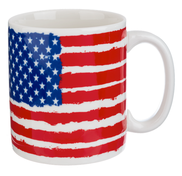 Textured edge American flag patriotic coffee mug flags design
