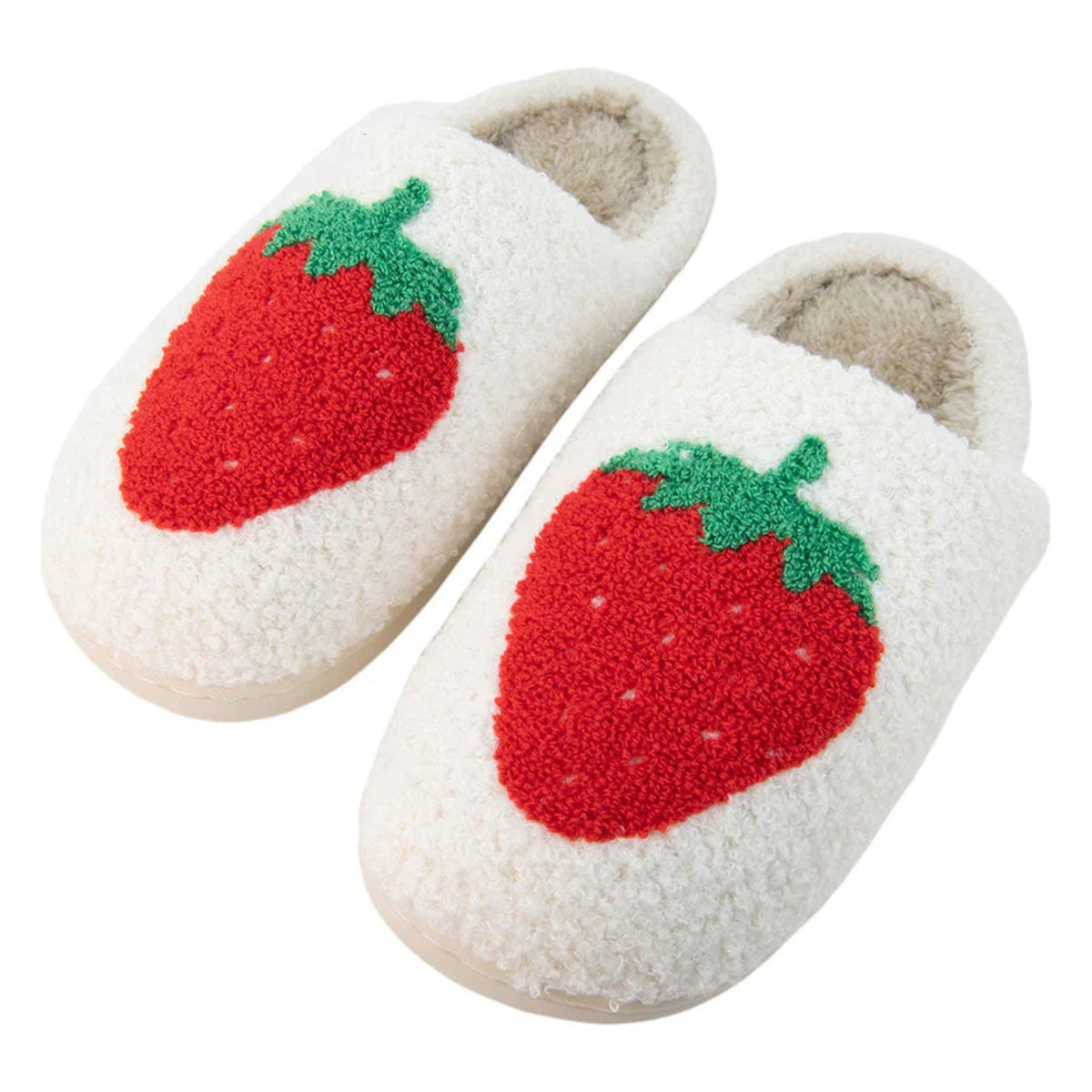 Strawberry design women's fuzzy house slippers