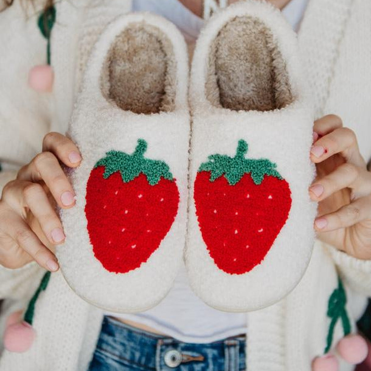 Strawberry Women's Fuzzy House Slippers