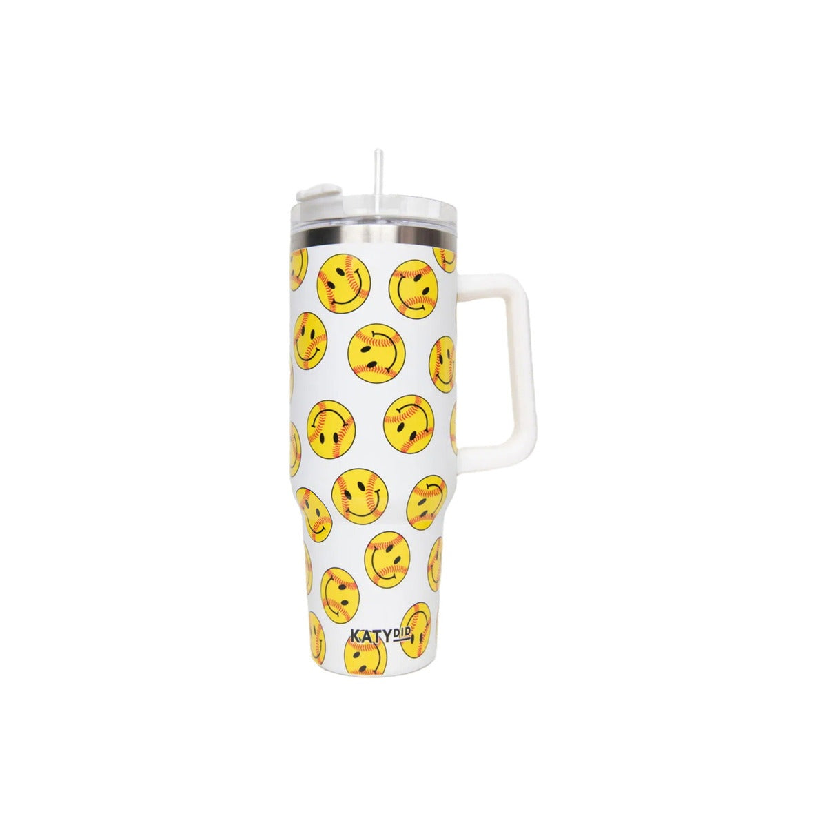 Softball Happy Face 40 Oz Tumbler Cup With Handle
