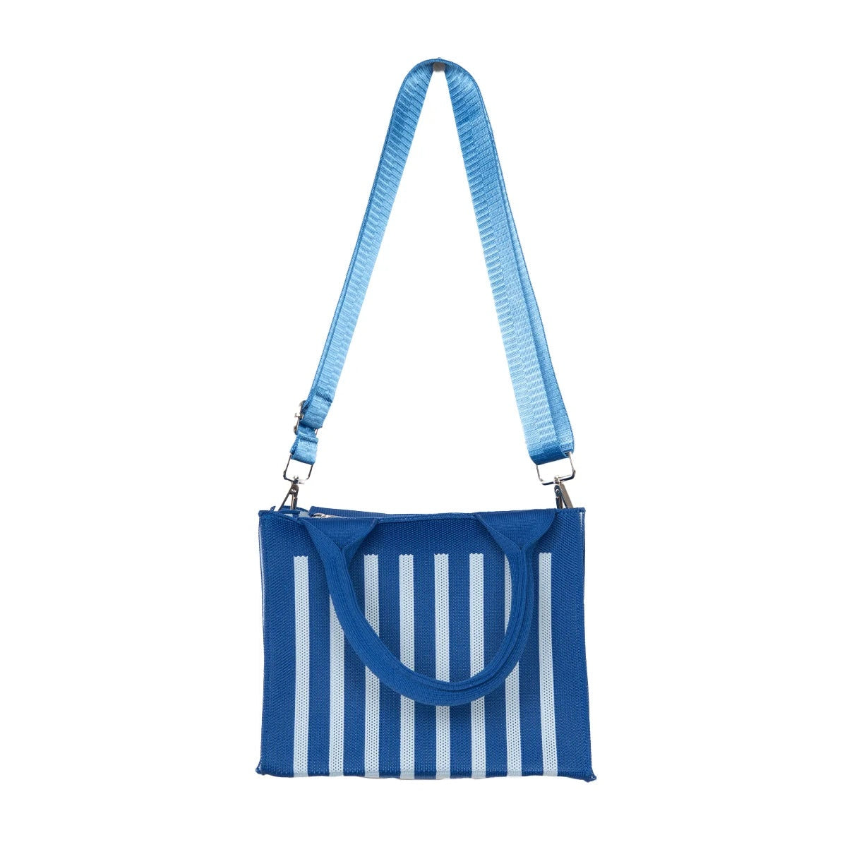 Blue Striped Structured Mini Tote Purse