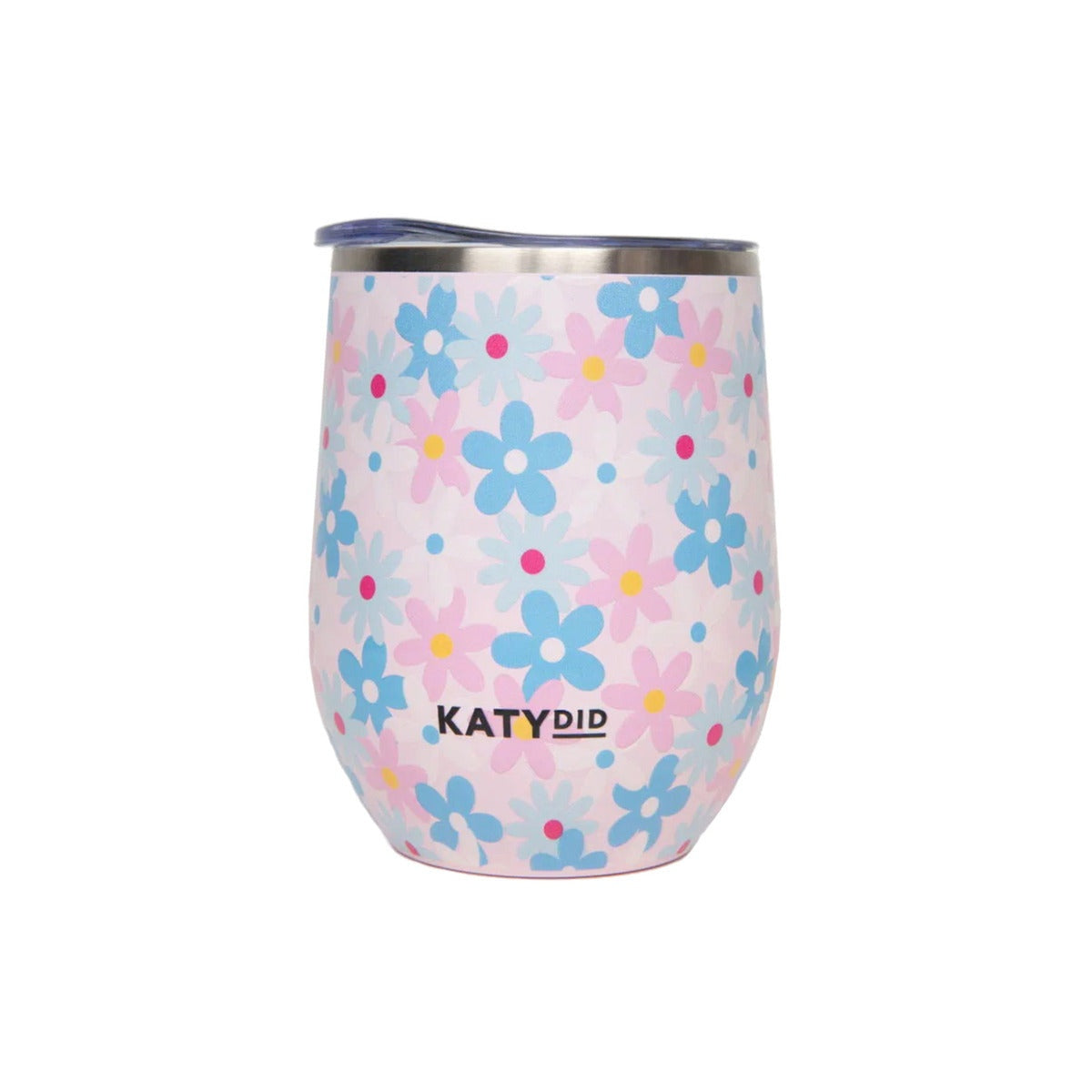 Dainty Florals Pink & Blue Pattern Wine Tumbler Cup