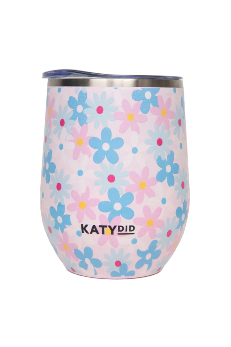 Dainty florals pink and blue pattern wine tumbler cup