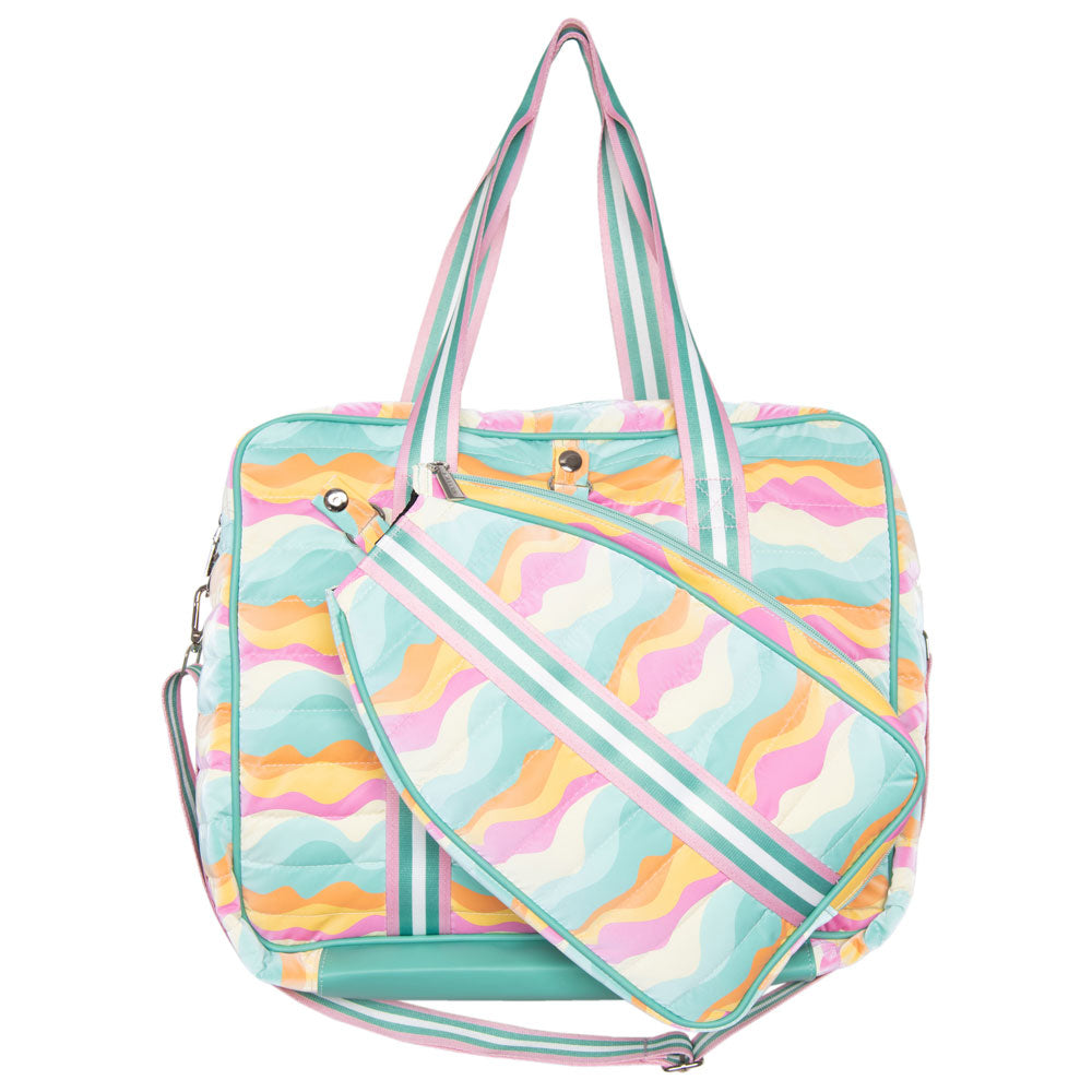 Neon pastel abstract pattern pickleball bag for women
