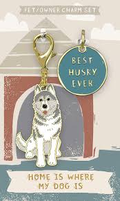 Husky keychain charm set for dog lovers