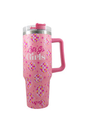 let's go girls pink 40 oz tumbler cup with handle