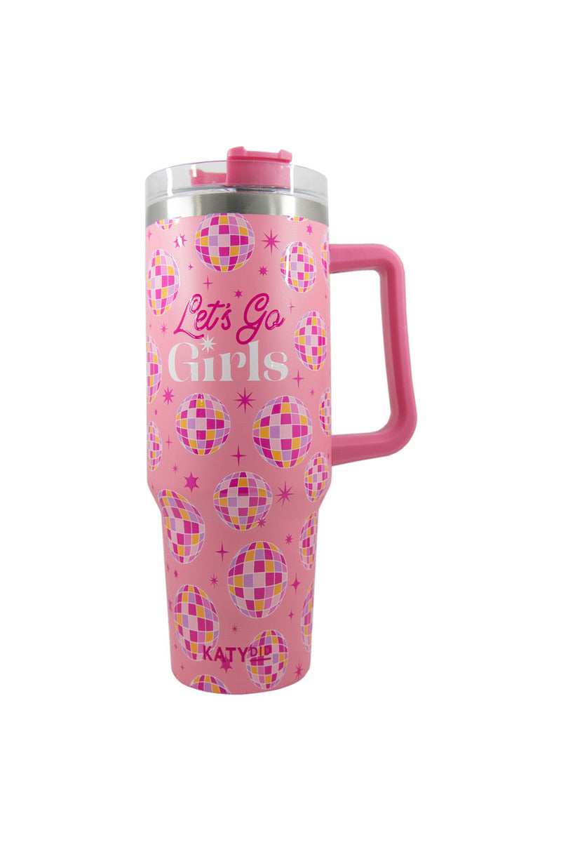 let's go girls pink 40 oz tumbler cup with handle