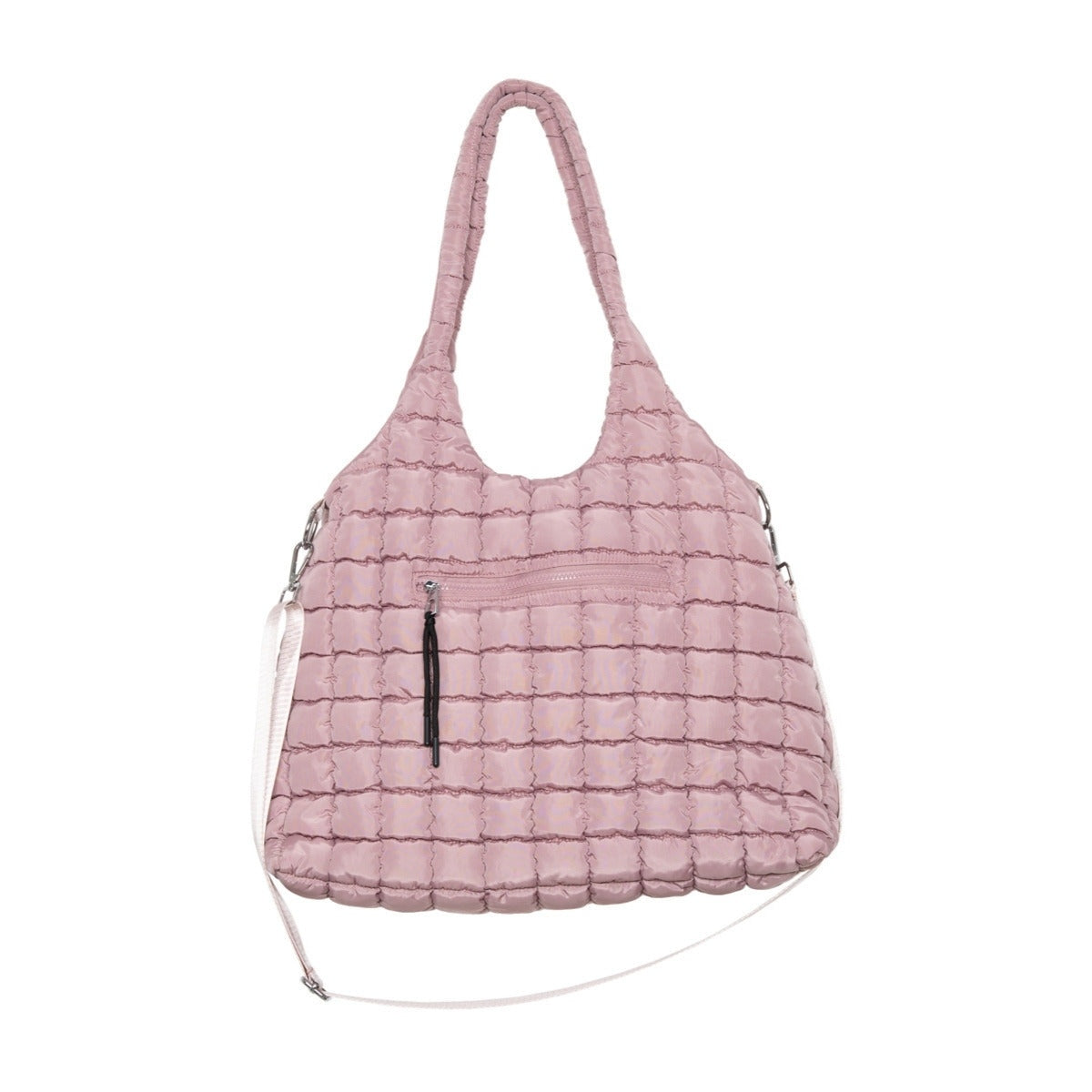 Mauve Rectangular Quilted Puffer Tote Bag