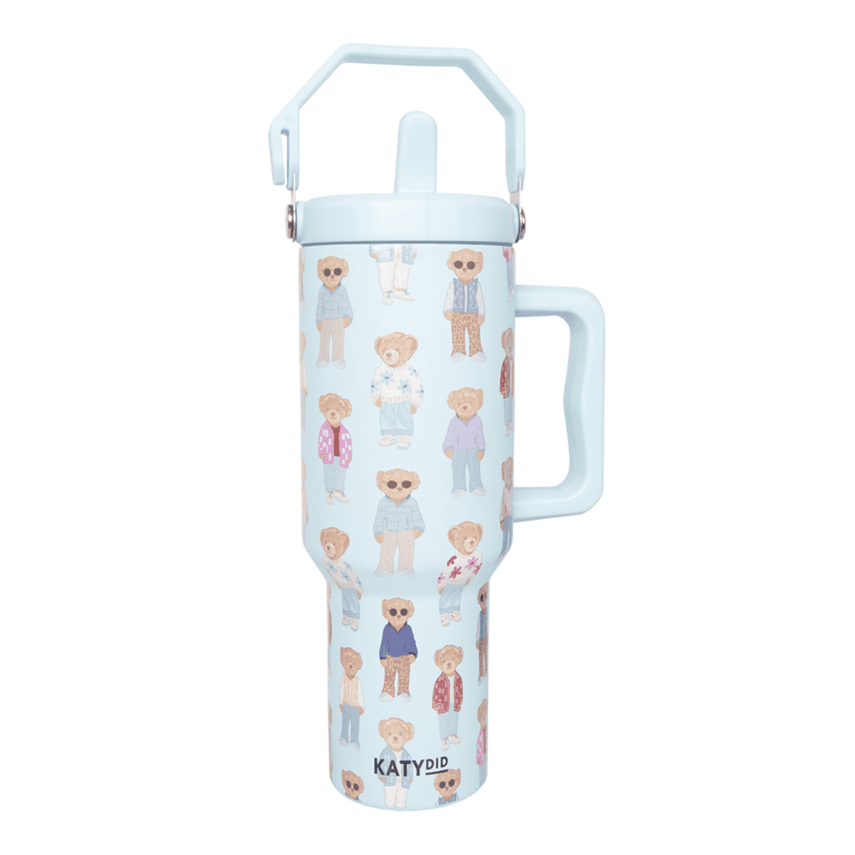 Fall Bears Pattern 38 Oz Tumbler Cup With Handle & Top Carry Handle