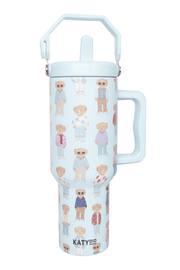 fall bears pattern 38 oz tumbler cup with handle and top carry handle