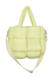 Lime yellow mini puffer tote bag for women
