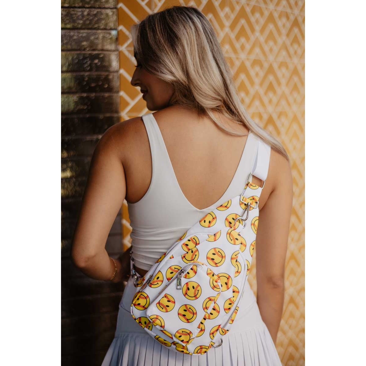 Softball Happy Face Sling Bag / Cross Body Bag