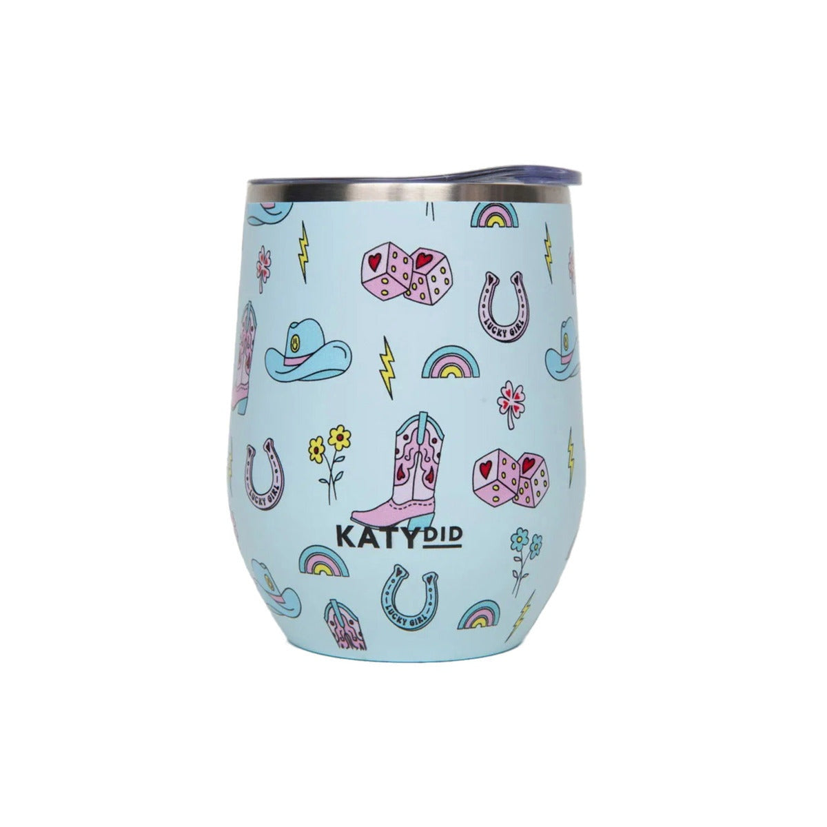 Lucky Cowgirl Western Pattern Wine Tumbler Cup