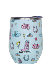 Lucky cowgirl western pattern wine tumbler cup