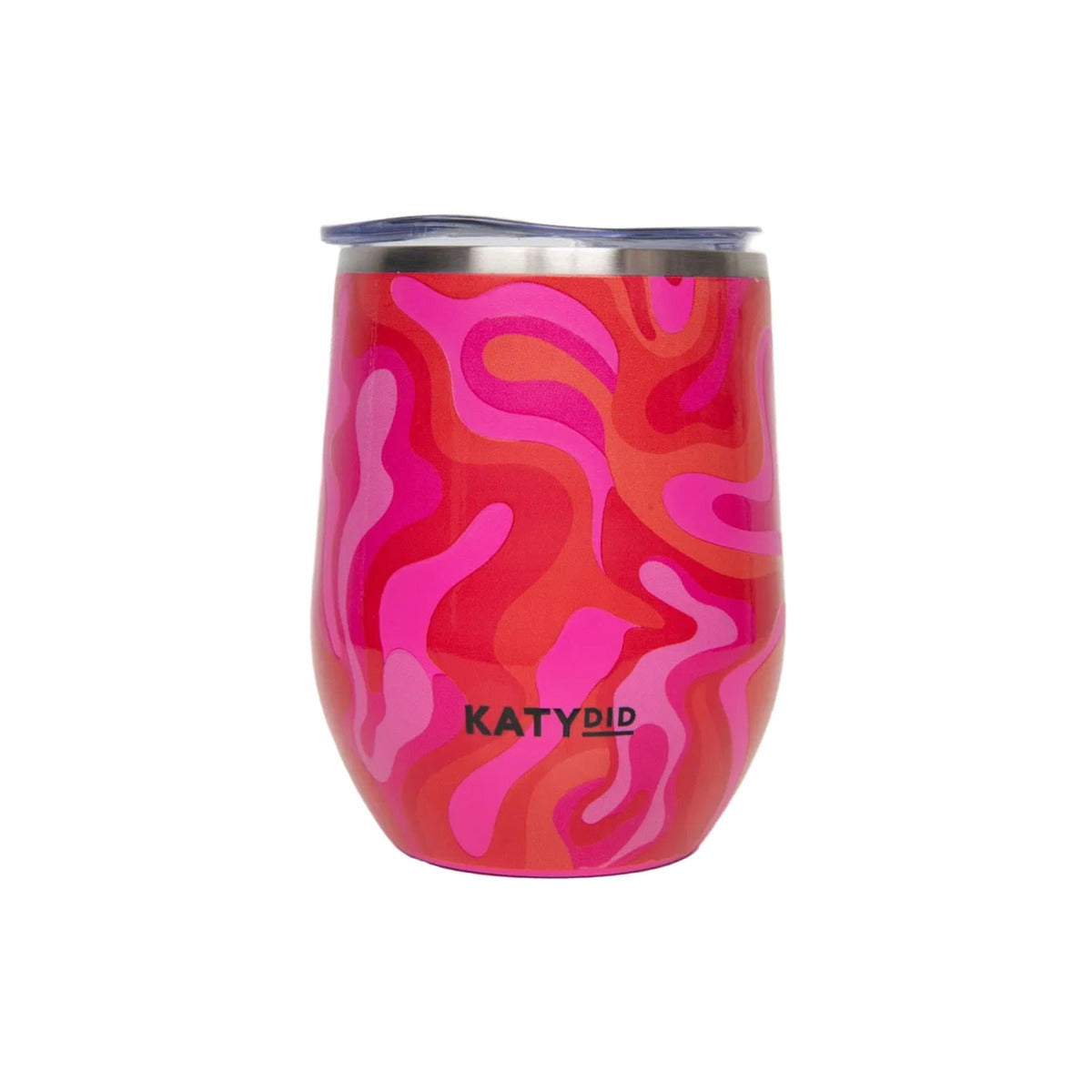 Hot Pink Retro Swirl Pattern Wine Tumbler Cup
