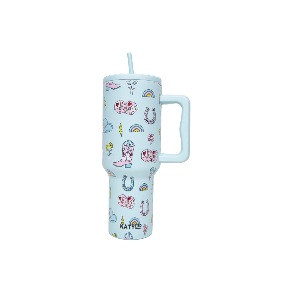 Lucky Cowgirl Western Pattern 38 Oz Tumbler Cup With Handle