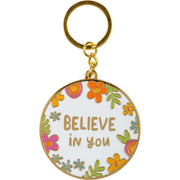 Believe In You inspirational keychain with whimsical art