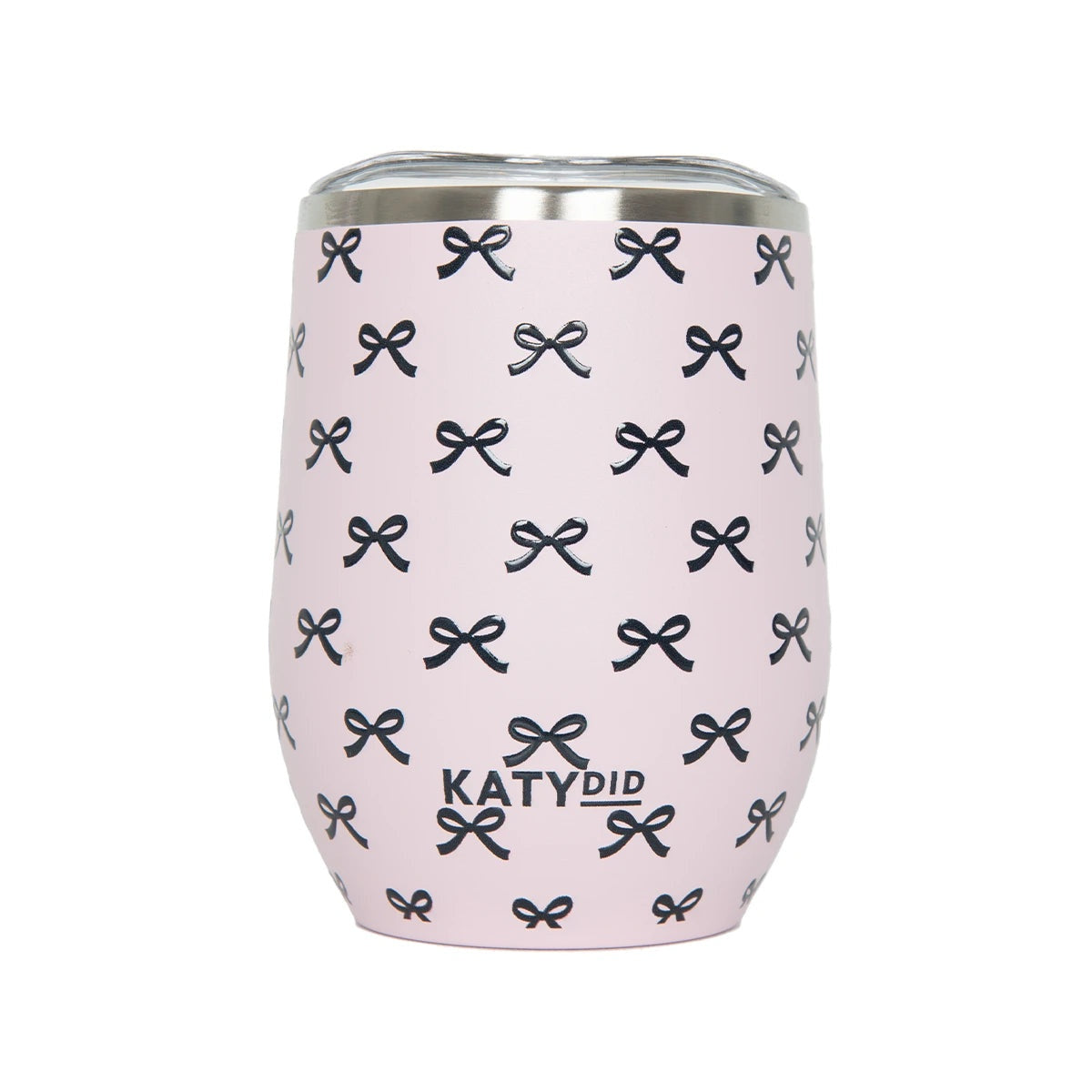 Black & Pink Mini Bows Pattern Wine Tumbler Cup