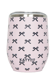 Black and pink mini bows pattern wine tumbler cup