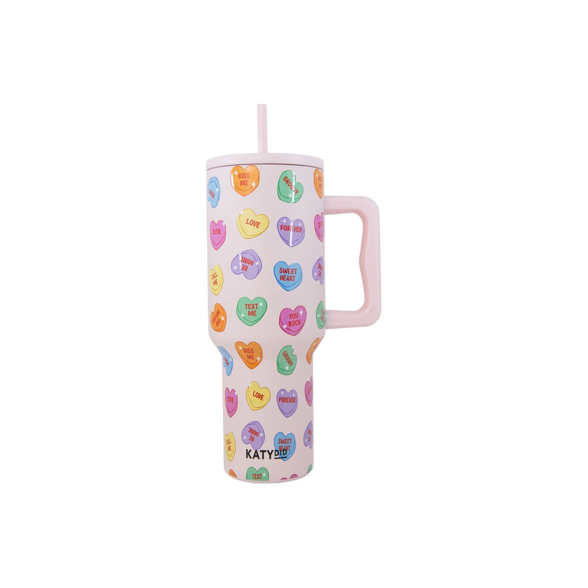Candy Heart Valentine's 38 Oz Tumbler Cup With Handle